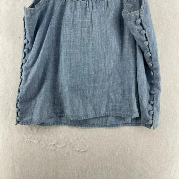 Madewell Crop Top Womens XS Light Blue Denim Square Neck Side Button Sleeveless - Picture 8 of 13